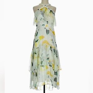 Anthropologie floral pleated tiered halter dress size 2